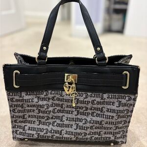 Juicy Couture Black and Gray Logo Tote with Gold Details